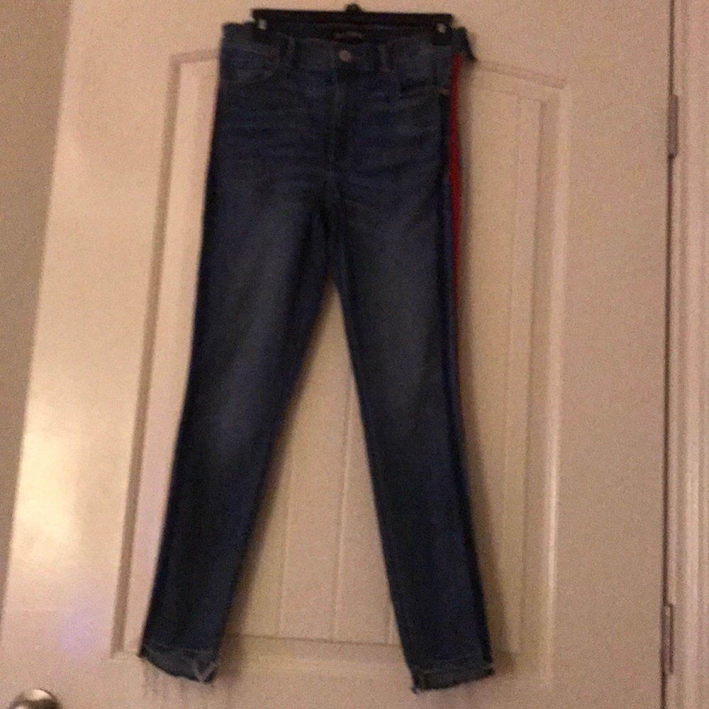 Red and Blue Stripe Jeans